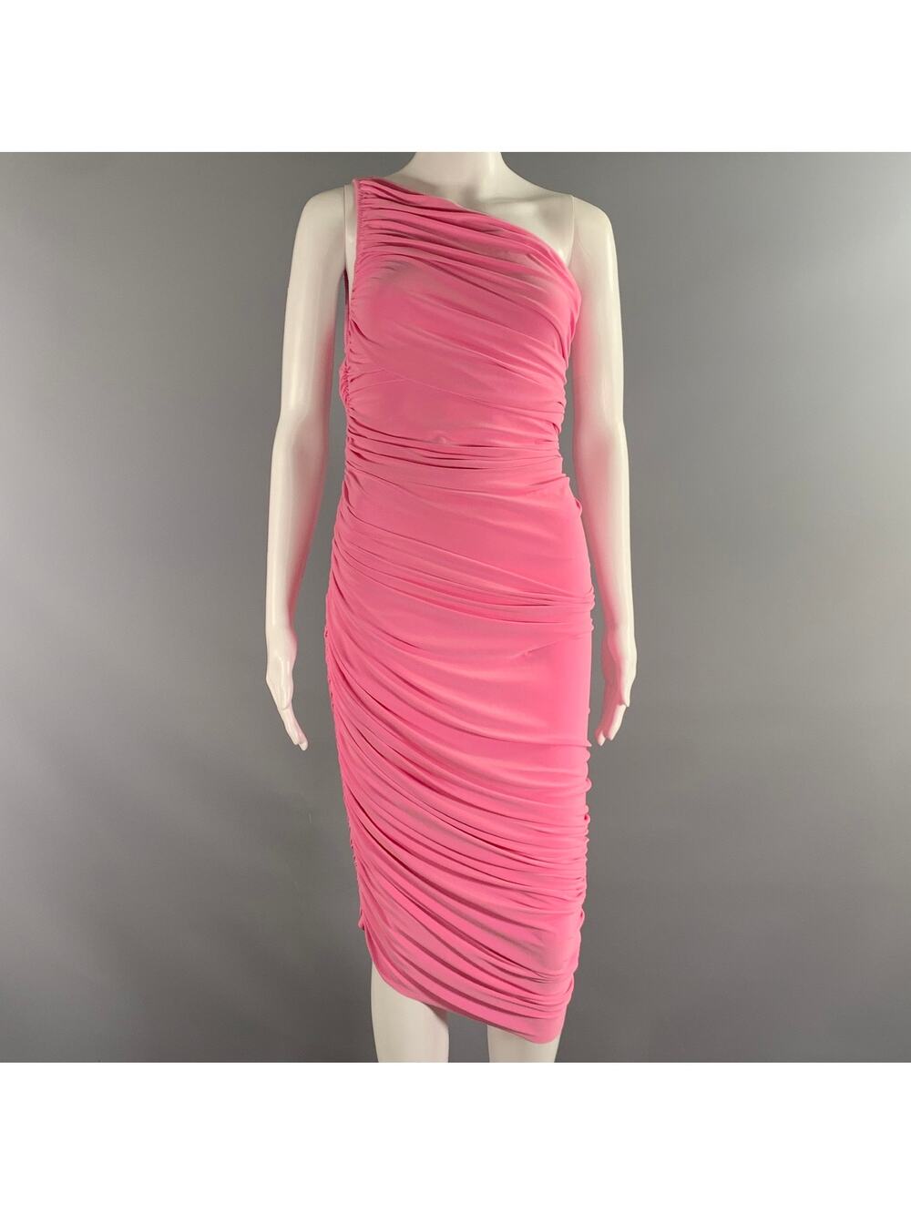 NORMA KAMALI Size XS Pink Polyester Spandex Ruched One Shoulder Dress